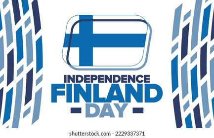 Finland Independence Day. National happy holiday, celebrated annual in December 6. Finland flag. Patriotic elements. Poster, card, banner and background. Vector illustration