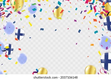 Finland Independence Day poster. Patriotic holiday. Finland balloons