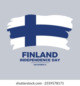 Finland Independence Day poster vector illustration. Grunge flag of Finland icon vector. Paintbrush Finnish Flag symbol. Template for background, banner, card. December 6. Important day