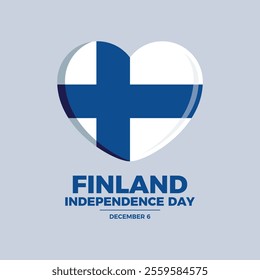 Finland Independence Day poster vector illustration. Finland flag in heart shape icon vector. Finnish flag love symbol. Template for background, banner, card. December 6. Important day