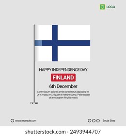 Finland Independence Day Social Media Banner, Editable Vector Design with Flag