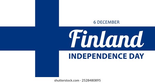 Día de la Independencia de Finlandia, diseño de Vector para tarjeta de felicitación, cartel o Anuncio. Texto Día de la Independencia de Finlandia, 6 de diciembre sobre el fondo de la bandera finlandesa.
