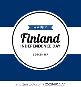 Finland Independence Day, vector design for greeting card, poster or banner. Text Happy Finland Independence Day, 6 december on white and blue background.