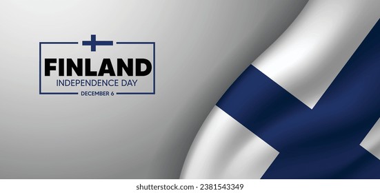 Finland independence day with waving flag background vector poster