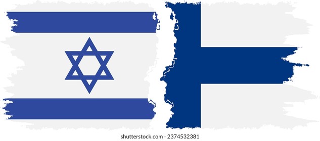 Finland and Israel grunge flags connection, vector