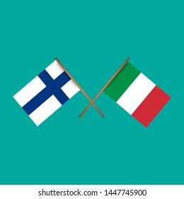 Finland and Italy crossed flags.Language learning or travel concept. flat design.