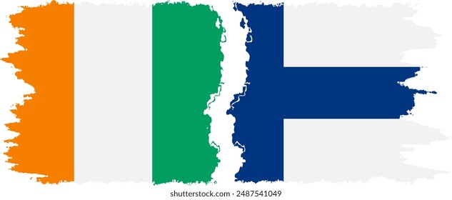 Finland and Ivory Coast grunge flags connection, vector