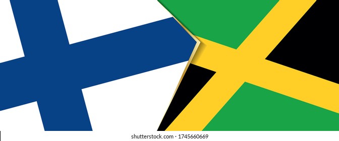 Finland and Jamaica flags, two vector flags symbol of relationship or confrontation.