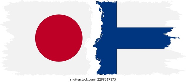 Finland and Japan grunge flags connection, vector