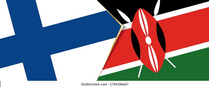 Finland and Kenya flags, two vector flags symbol of relationship or confrontation.