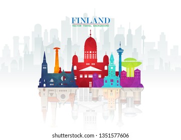 Finland Landmark Global Travel And Journey paper background. Vector Design Template.used for your advertisement, book, banner, template, travel business or presentation.