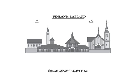 Finland, Lapland City Skyline Isolated Vector Illustration, Icons