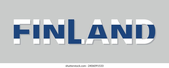 Finland letters in finnish flag colors for travel banners, posters, vector design element