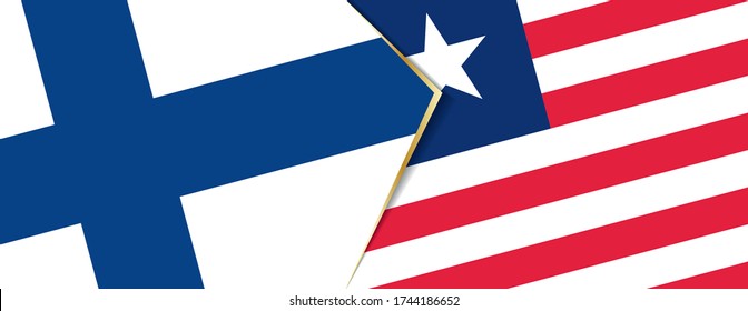 Finnland und Liberia Flaggen, zwei Vektorflaggen Symbol für Beziehung oder Konfrontation.