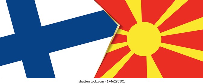 Banderas de Finlandia y Macedonia, dos banderas vectoriales símbolo de relación o confrontación.