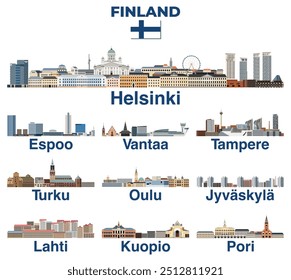 Finlandia principales ciudades skylines conjunto de Vectores