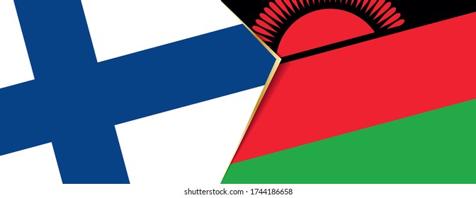 Finland and Malawi flags, two vector flags symbol of relationship or confrontation.