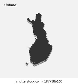 Finland map 3d silhouette. Vector illustration.