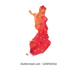Finland Map - Abstract geometric rumpled triangular low poly style gradient graphic on white background , line dots polygonal design for your . Vector illustration eps 10.