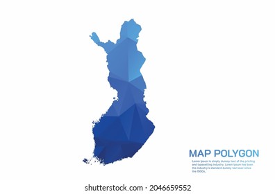 Mapa finlandés Resumen gráfico de gradiente de estilo triangular bajo de polo geométrico ruboreado sobre fondo blanco