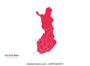 Finland Map - abstract style red isolated on white background for infographic, design vector.