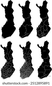 MAPA DE FINLANDIA con sus divisiones administrativas y regiones