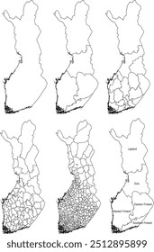 MAPA DE FINLANDIA con sus divisiones administrativas y regiones