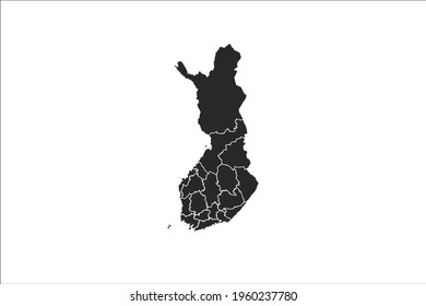 Finland Map black Color on White Backgound