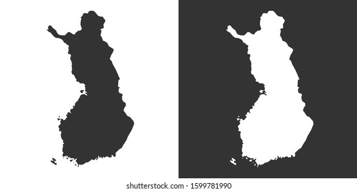 Finland Map With Black and White Vector