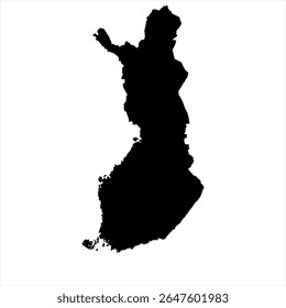Mapa da Finlândia - modelo de vetor internacional do mapa do mundo preto com alto detalhado isolado no fundo branco - Vetor