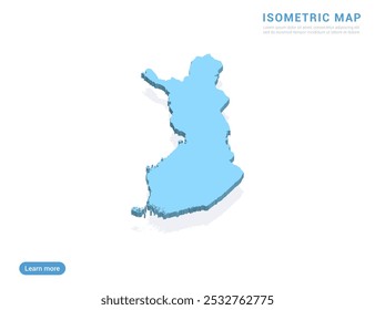 Mapa de Finlandia azul sobre fondo blanco con Vector isométrico.