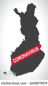 Finland map with Coronavirus warning illustration