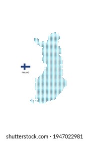 Finland map design blue circle, white background with Finland flag. 