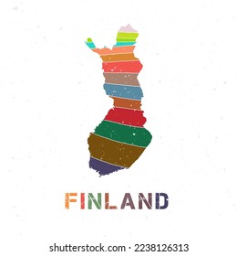 Finland map design. Shape of the country with beautiful geometric waves and grunge texture. Elegant vector illustration.