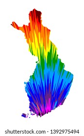 Finland - map is designed rainbow abstract colorful pattern, Republic of Finland map made of color explosion,