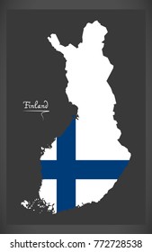 Finland map of Finland with Finnish national flag illustration