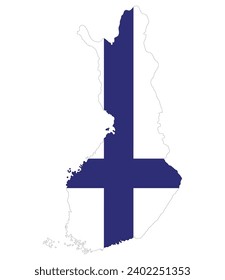 Finland map. Map of Finland with Finland flag