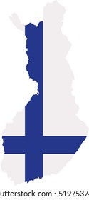 Finland map with flag