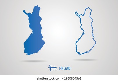Finland Map With Flag, 
Two Style Finland Map Design, Finland  Map vector Illustration.