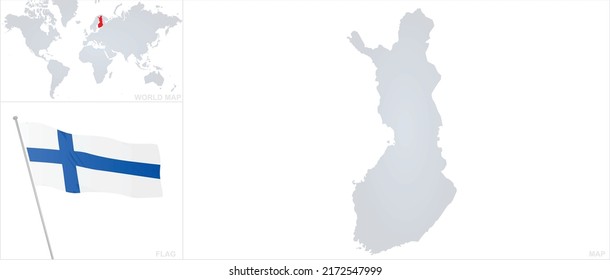 Finland map and flag. vector 