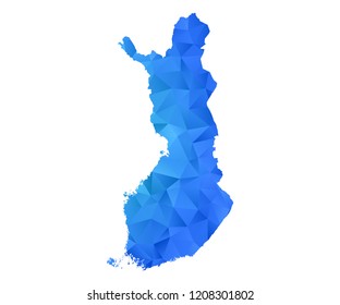 finland map in geometric blue polygonal style modern design on white background. Vector illustration.