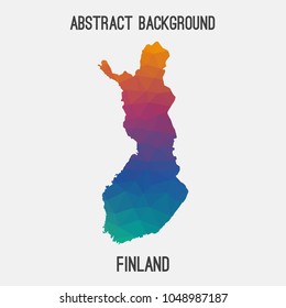Finland map in geometric polygonal,mosaic style.Abstract tessellation,modern design background,low poly. Geometric cover, mockup. Vector illustration.