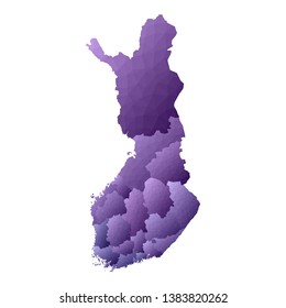 Finland map. Geometric style country outline. Impressive violet vector illustration.