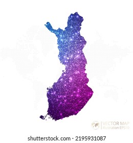Finland map in geometric wireframe blue with purple polygonal style gradient graphic on white background. Vector Illustration Eps10.