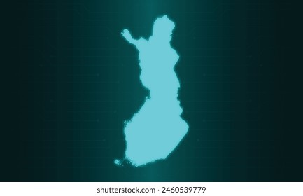 Mapa de Finlandia con estilo de Tecnología de circuito verde.