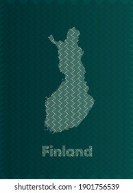 finland map with green and gold oriental geometric simple pattern and abstract waves