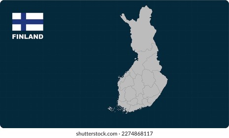FINLAND Map, FINLAND grey highlighted in 🇫🇮FINLAND🇫🇮 map, flat design illustration vector