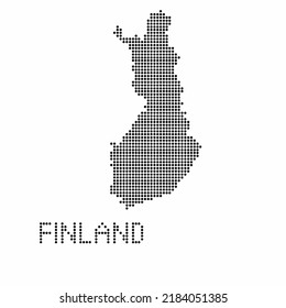 Mapa finlandés con textura gruesa al estilo de punto. Ilustración vector abstracta de un mapa de país con efecto de medio tono para infografía. 