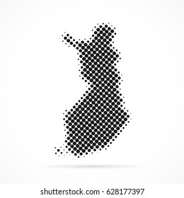 Finland map in halftone. Dotted illustration isolated on a white background.
Vector illustration.