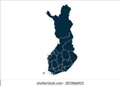 mapa de finlandia Alto detallado sobre fondo blanco.